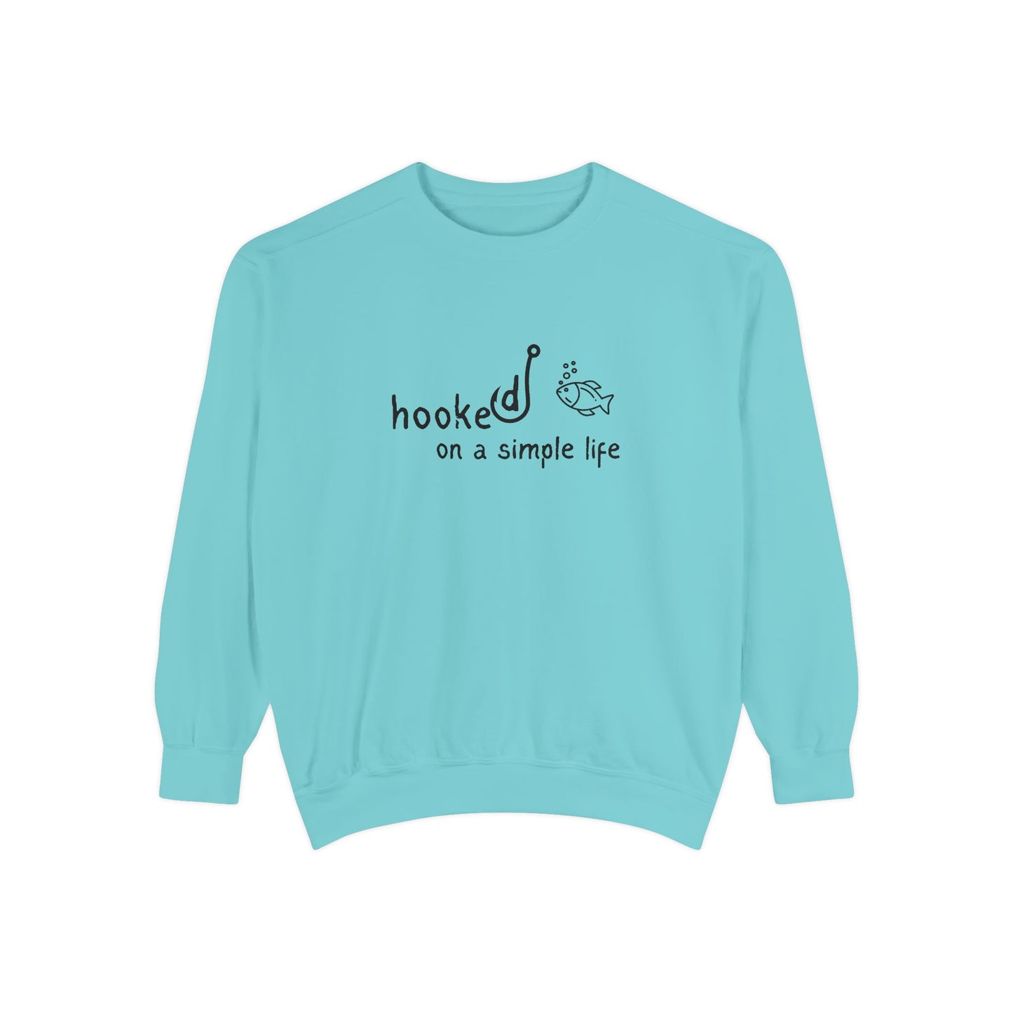 Comfort Colors Hooked on a Simple Life Sweatshirt, Fisherman Aesthetic Shirt, Cute Fish Shirt Coastal Tee