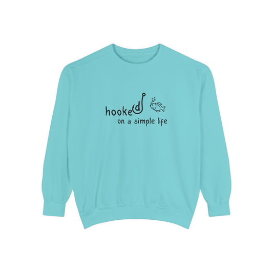 Comfort Colors Hooked on a Simple Life Sweatshirt, Fisherman Aesthetic Shirt, Cute Fish Shirt Coastal Tee