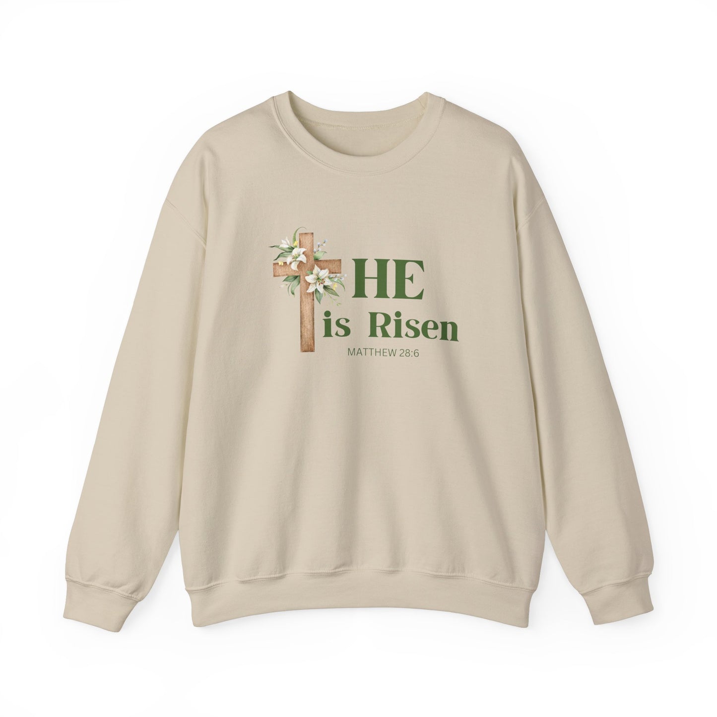 He is Risen Easter Sweatshirt Christian Easter Shirt Matthew 28:6 Religious Apparrel
