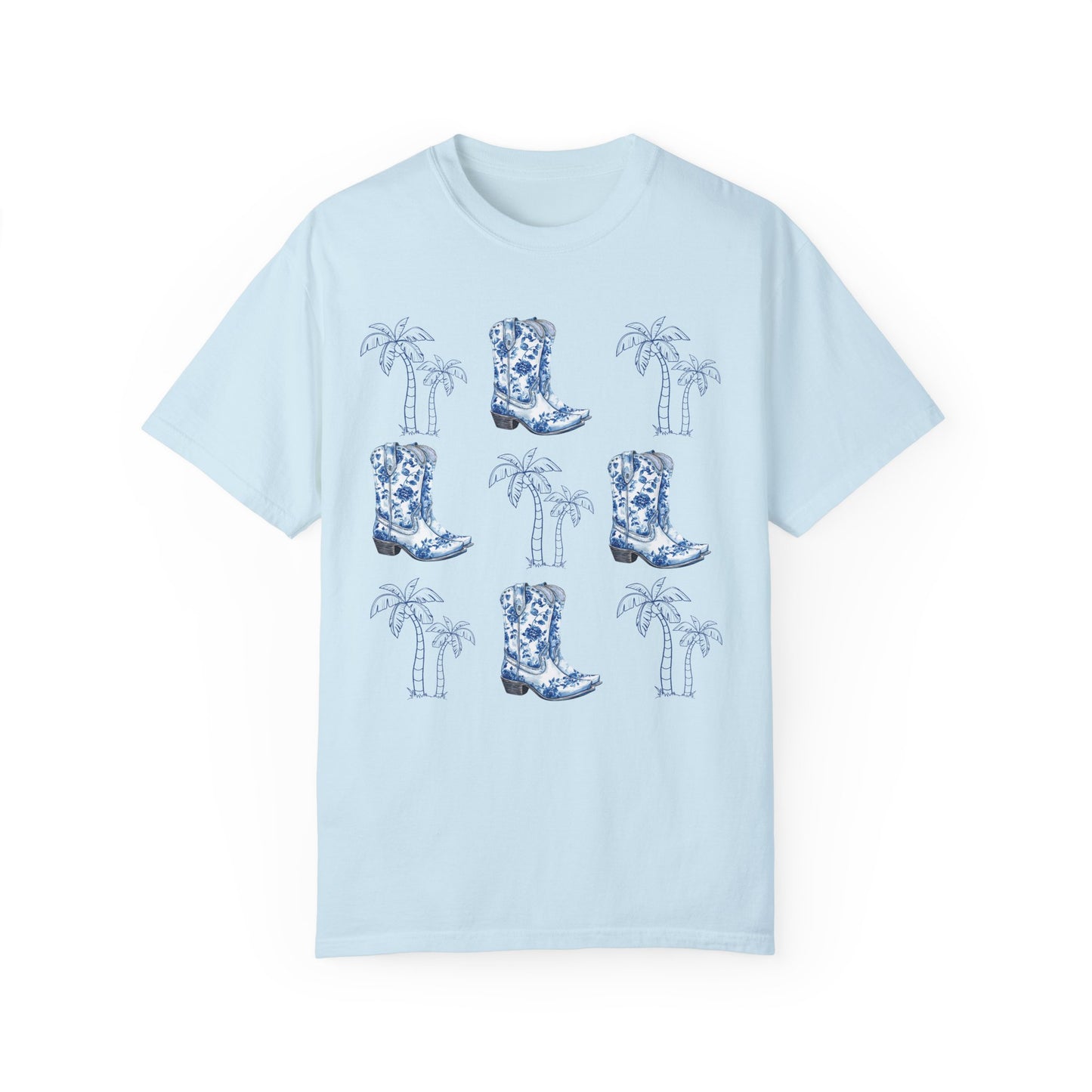 Coastal Cowgirl Comfort Colors Shirt, Chinoiserie Cowgirl Shirt, Palm Trees Beachy Cowgirl Shirt,