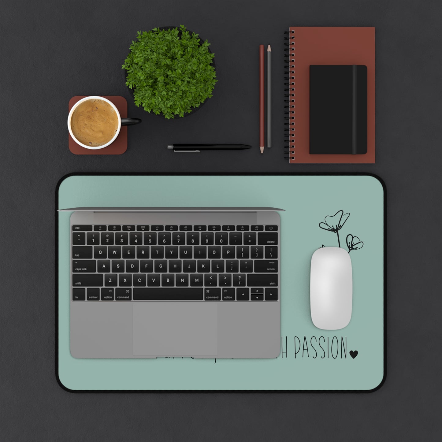 Sage Live with Purpose Love with Passion Desk Pad Human Resources, Home Office Decor Gift for Co-Worker Inspirational Office Accessory
