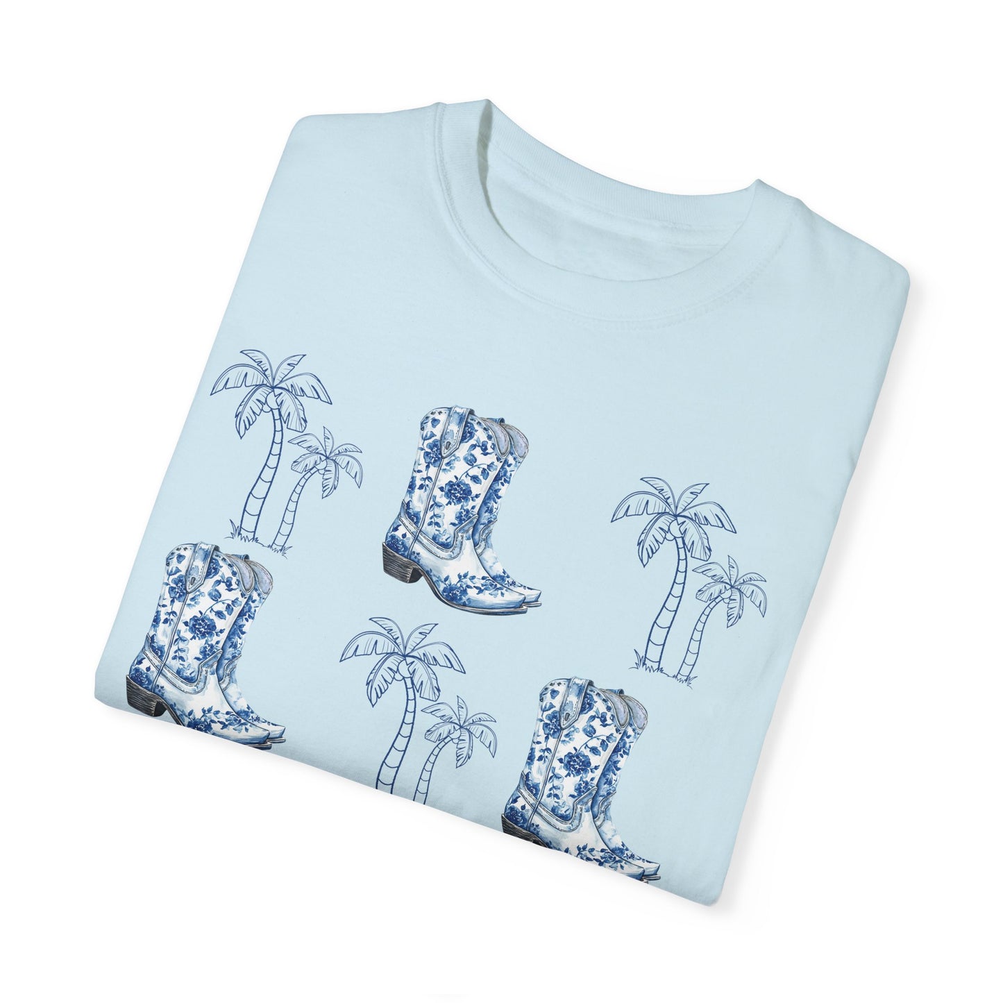 Coastal Cowgirl Comfort Colors Shirt, Chinoiserie Cowgirl Shirt, Palm Trees Beachy Cowgirl Shirt,
