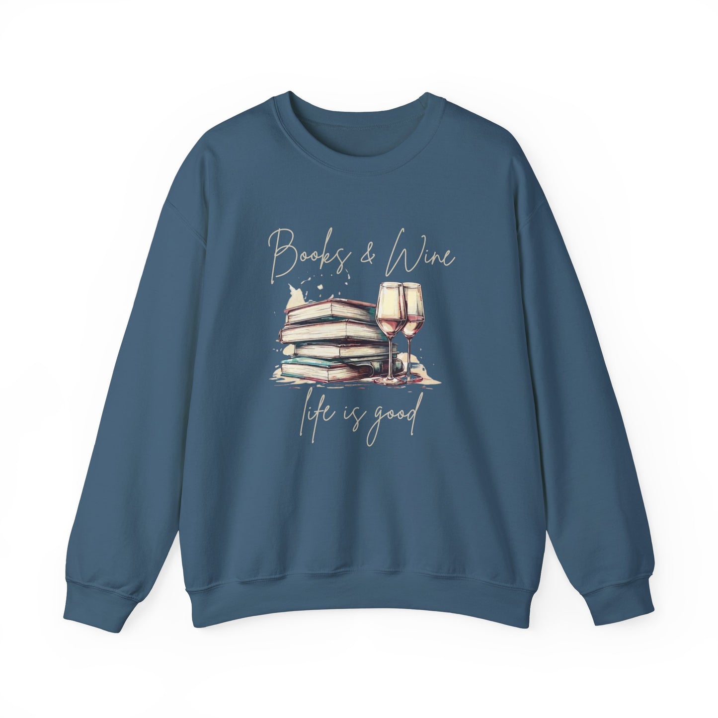 Books and Wine Life is Good Sweatshirt, Book Club Gifts, Book Lover Gift for Reader, Vintage Wine and Books Shirt, Gift for Friend