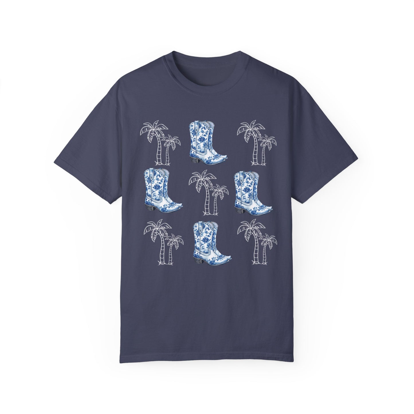 Coastal Cowgirl Comfort Colors Shirt, Chinoiserie Cowgirl Shirt, Palm Trees Beachy Cowgirl Shirt,
