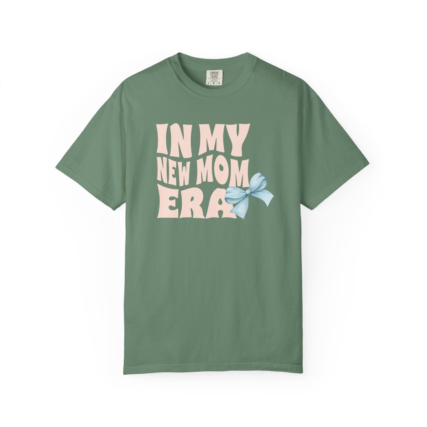 In My New Mom Era Shirt, New Mom Blue or Pink Coquette Bow Shirt, New Mama Shirt, First Time Mom Shirt, Baby Shower Gift for Mom