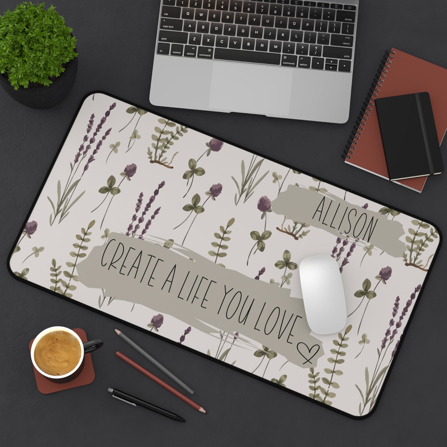 Personalized Floral Desk Pad, Custom Motivational Desk Accessories Home Office Desk Pad, Human Resources Gift for Boss, Co-Worker