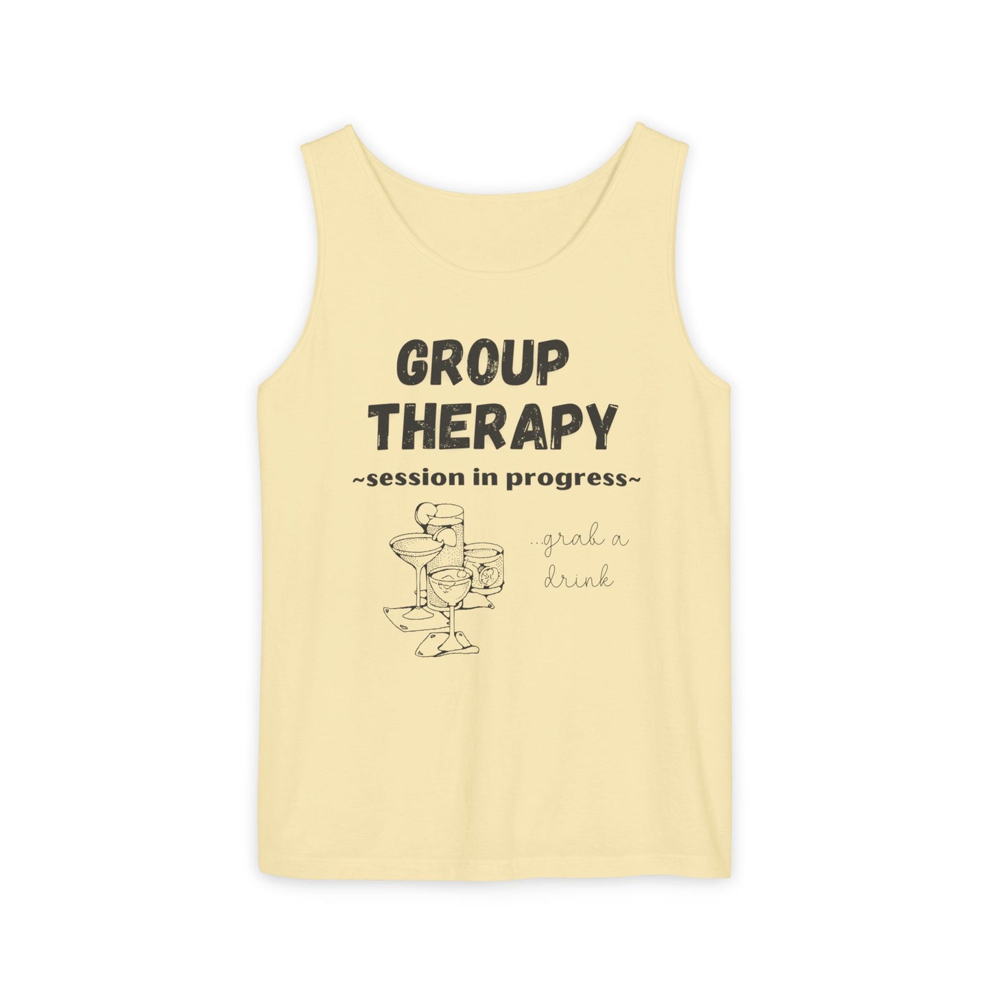Tank Top Group Therapy Shirt Comfort Colors Day Drinking Camping Lake Summer Vibes