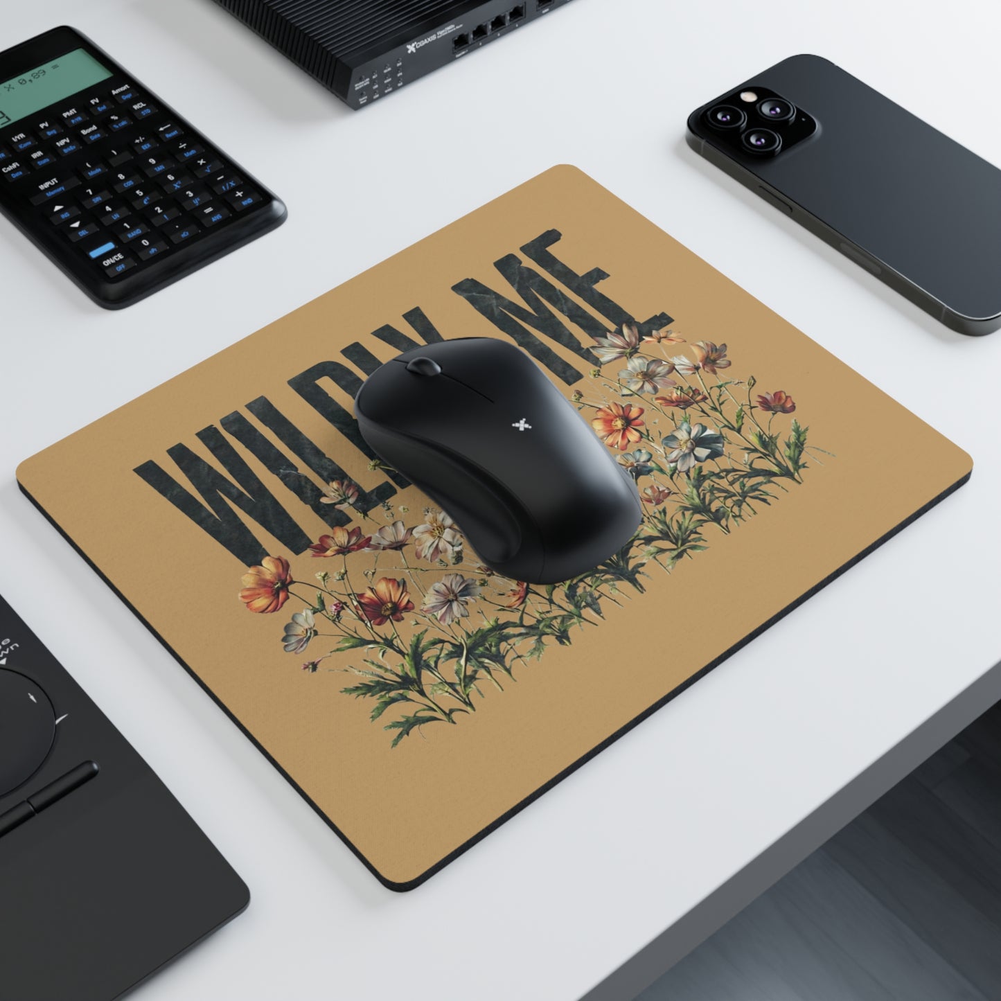 Mustard Wildly Me Wildflower Mouse Pad, Botanical Wild Flower Home Office Decor, Self Love Mindset Gift for Friend, Gift for Co-worker