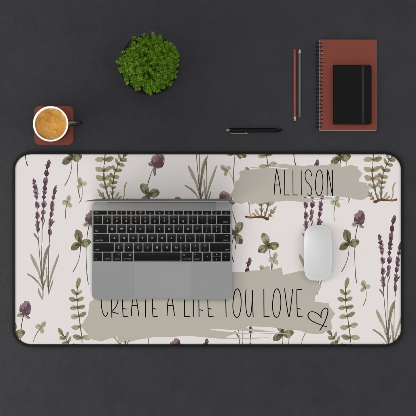 Personalized Floral Desk Pad, Custom Motivational Desk Accessories Home Office Desk Pad, Human Resources Gift for Boss, Co-Worker