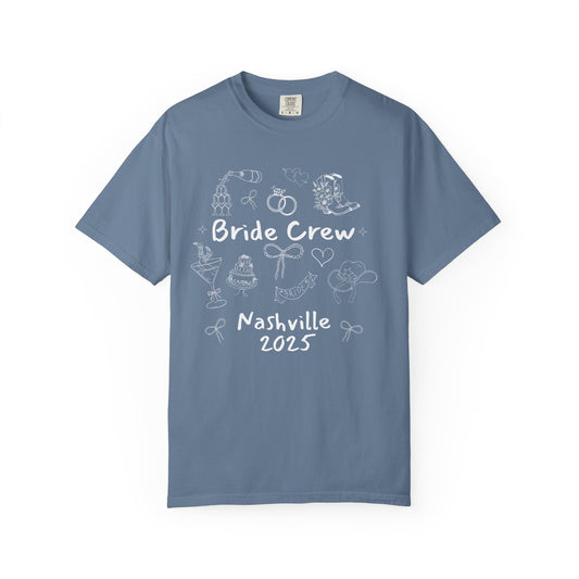 Nashville Bachelorette Doodle Shirts, Comfort Colors Cowgirl Bride and Bride Crew Shirts, Bachelorette Party Shirts, Bridesmaid Gifts