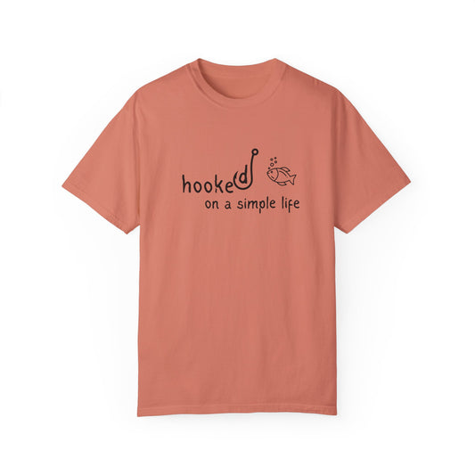Comfort Colors Hooked on a Simple Life Shirt, Fisherman Aesthetic Tshirt, Cute Fish Shirt Coastal Tee