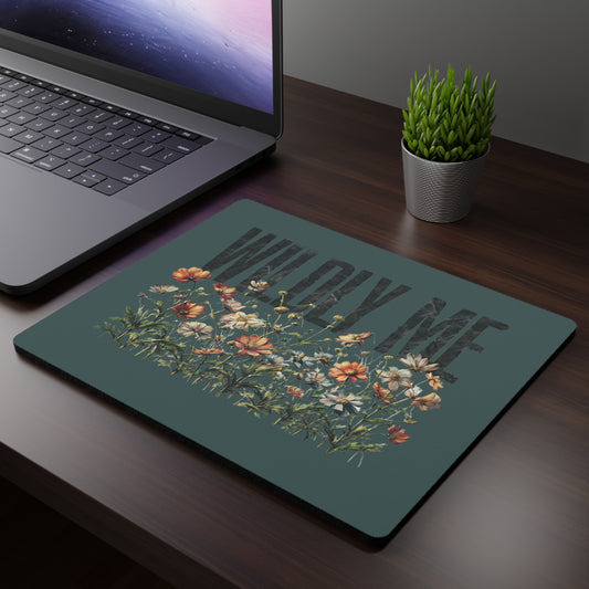 Blue Spruce Wildly Me Wildflower Mouse Pad, Botanical Wild Flower Home Office Decor, Self Love Mindset Gift for Friend, Gift for Co-worker