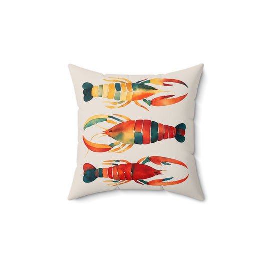 Vibrant Lobster Pillow, Fisherman Aesthetic Home Decor, Vibrant Coastal Decor, Maine Lobster Decor