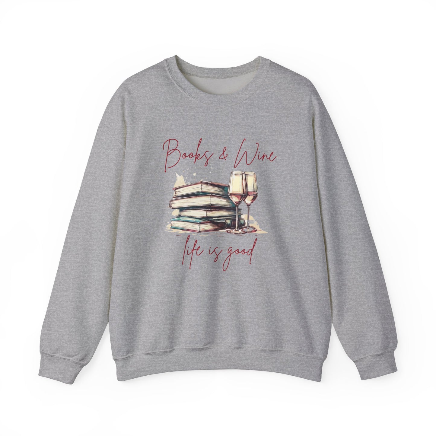 Books and Wine Life is Good Sweatshirt, Book Club Gifts, Book Lover Gift for Reader, Vintage Wine and Books Shirt, Gift for Friend