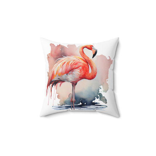 Watercolor Flamingo Pillow, Flamingo Gifts, Bird Gifts, Tropical Home Decor, Flamingo Decor, Coastal Beach House Decor Gift for Her