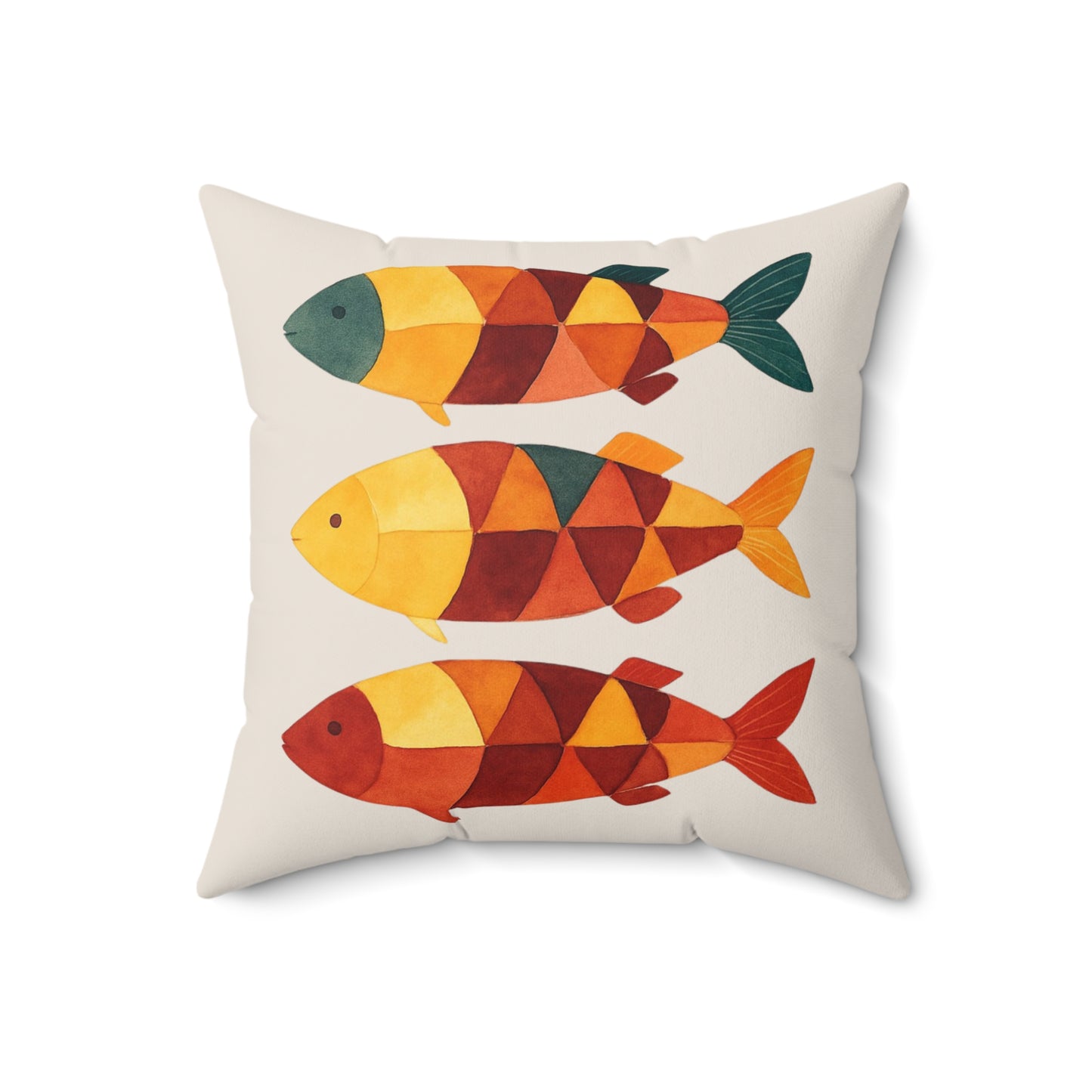 Vibrant Fish Pillow, Fisherman Aesthetic Home Decor, Vibrant Coastal Decor, Maine Lobster and Fish Decor