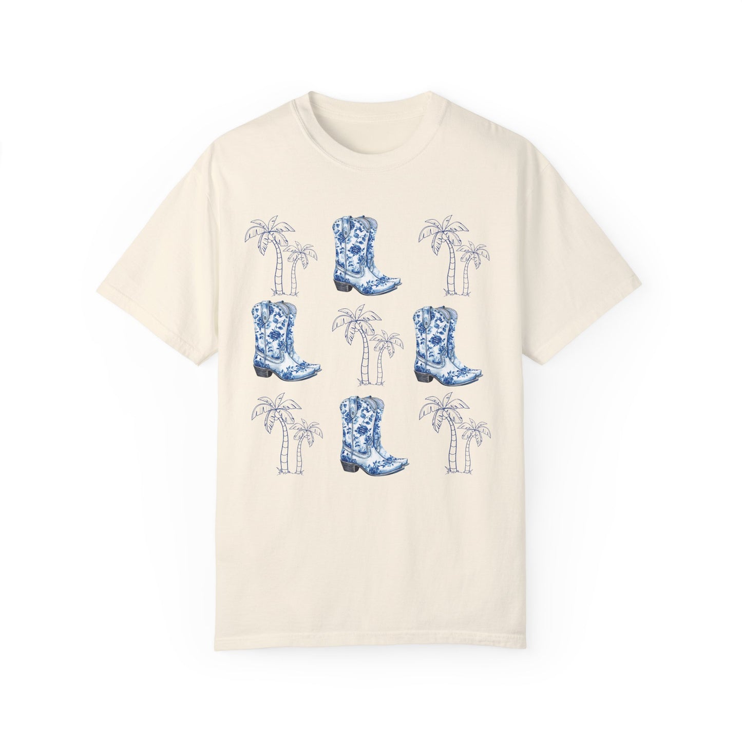 Coastal Cowgirl Comfort Colors Shirt, Chinoiserie Cowgirl Shirt, Palm Trees Beachy Cowgirl Shirt,