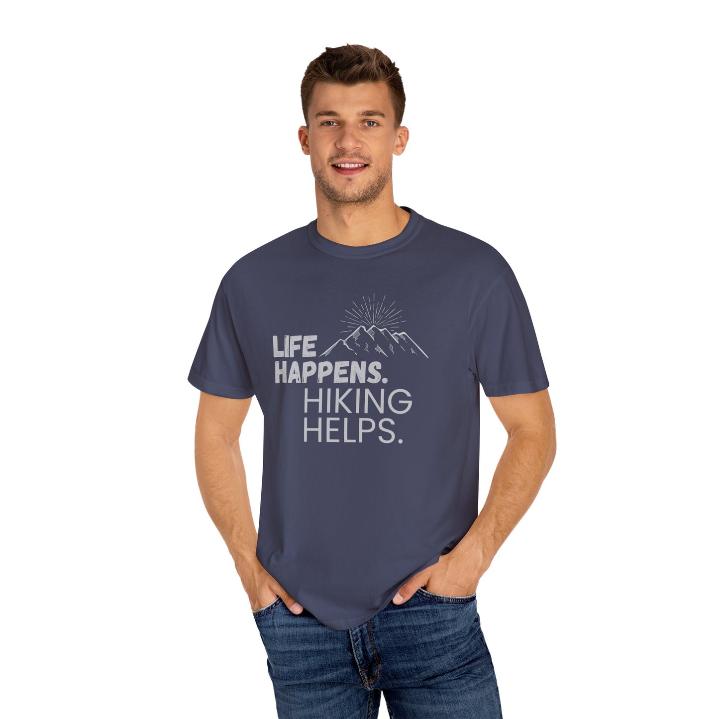 Life Happens Hiking Helps Shirt, Camping Shirt, Adventure Shirt, Mountains Shirt Gift for Hiker, Vacation Shirts, Hiking Life
