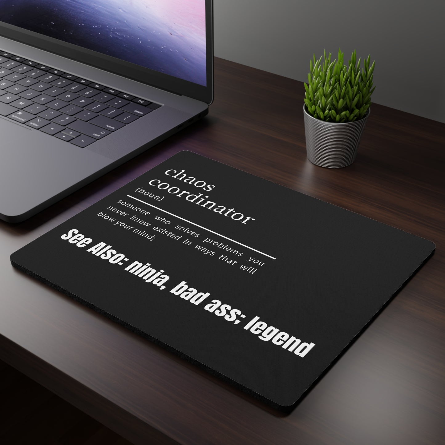 Black Chaos Coordinator Mouse Pad, Crushing it Desk Accessories, Co-Worker Gift for Boss, Bad Ass Mouse Pad, Office Gift, Funny Desk Accessories