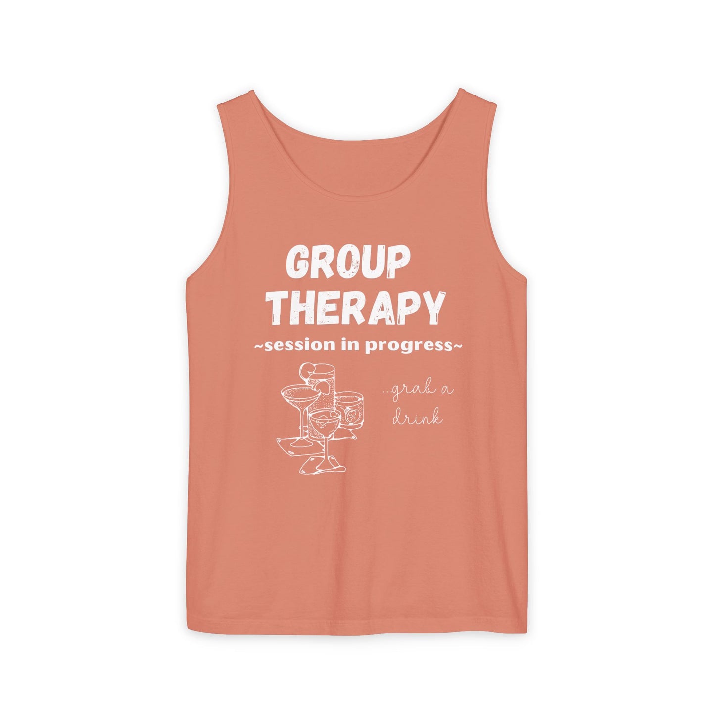 Tank Top Group Therapy Shirt Comfort Colors Day Drinking Camping Lake Summer Vibes