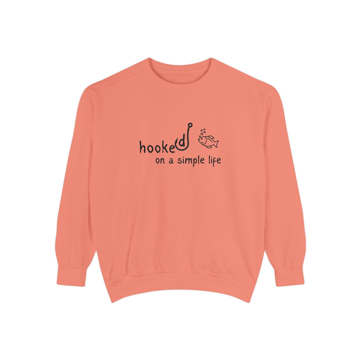 Comfort Colors Hooked on a Simple Life Sweatshirt, Fisherman Aesthetic Shirt, Cute Fish Shirt Coastal Tee