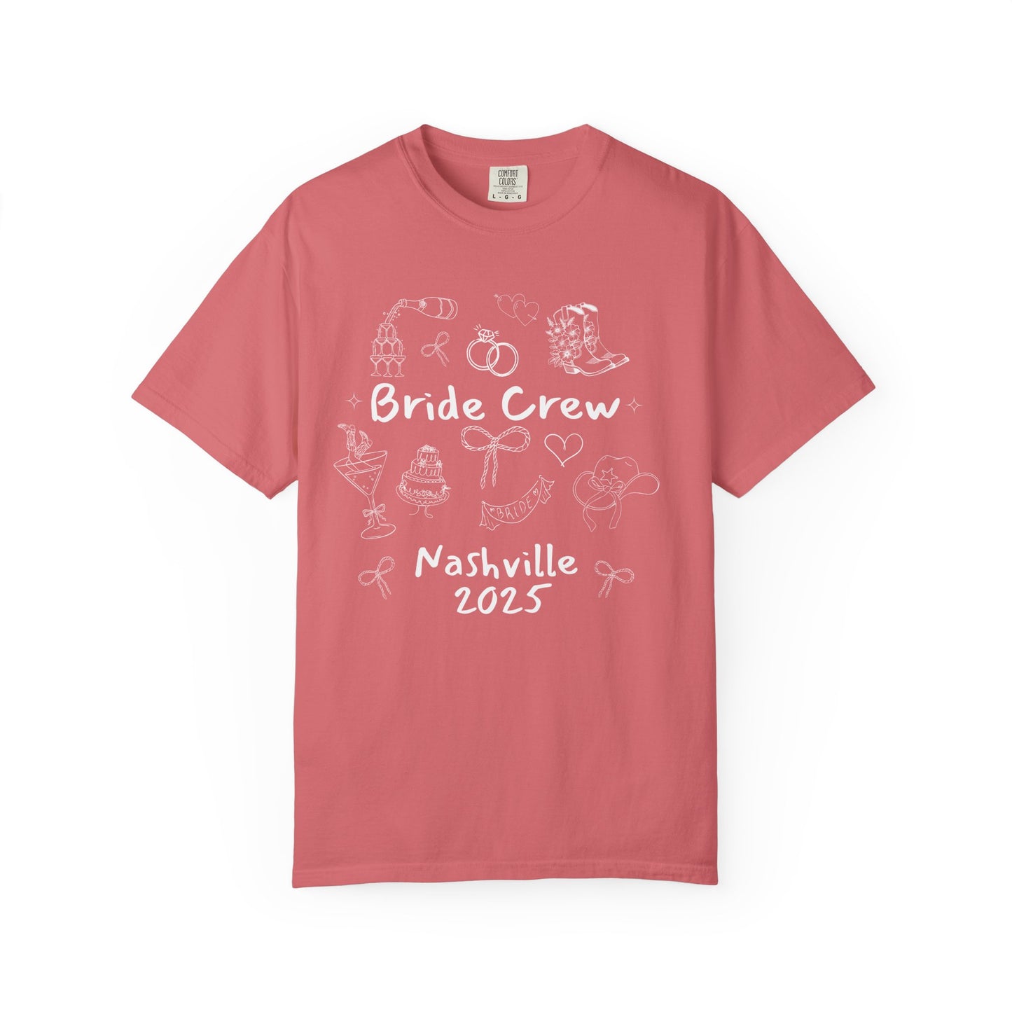 Nashville Bachelorette Doodle Shirts, Comfort Colors Cowgirl Bride and Bride Crew Shirts, Bachelorette Party Shirts, Bridesmaid Gifts