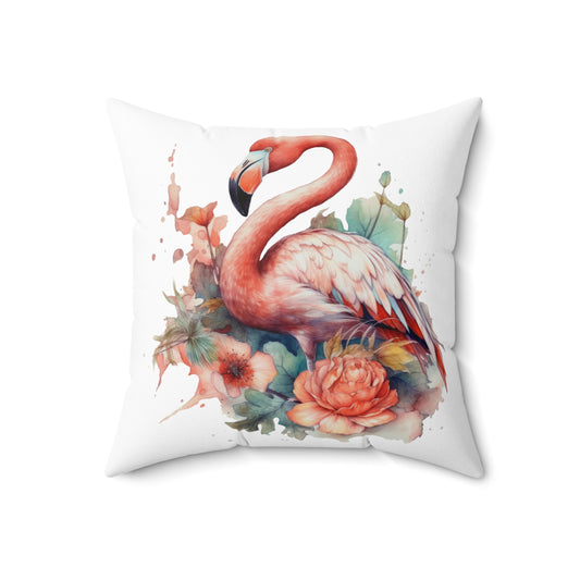 2 Watercolor Flamingo Pillow, Flamingo Gifts, Bird Gifts, Tropical Home Decor, Flamingo Decor, Coastal Beach House Decor Gift for Her