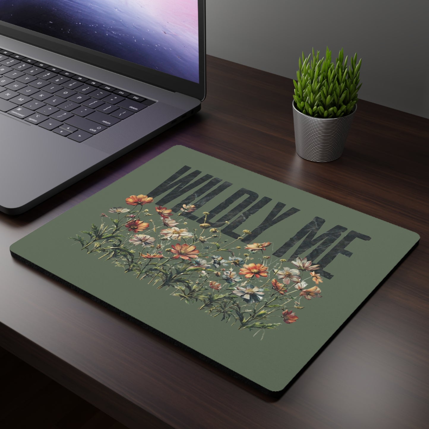 Moss Wildly Me Wildflower Mouse Pad, Botanical Wild Flower Home Office Decor, Self Love Mindset Gift for Friend, Gift for Co-worker