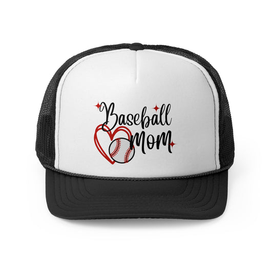 Baseball Mom Trucker Hat, Baseball Mom Hat, Baseball Mom Gift for Baseball Mom, Baseball Heart Hat