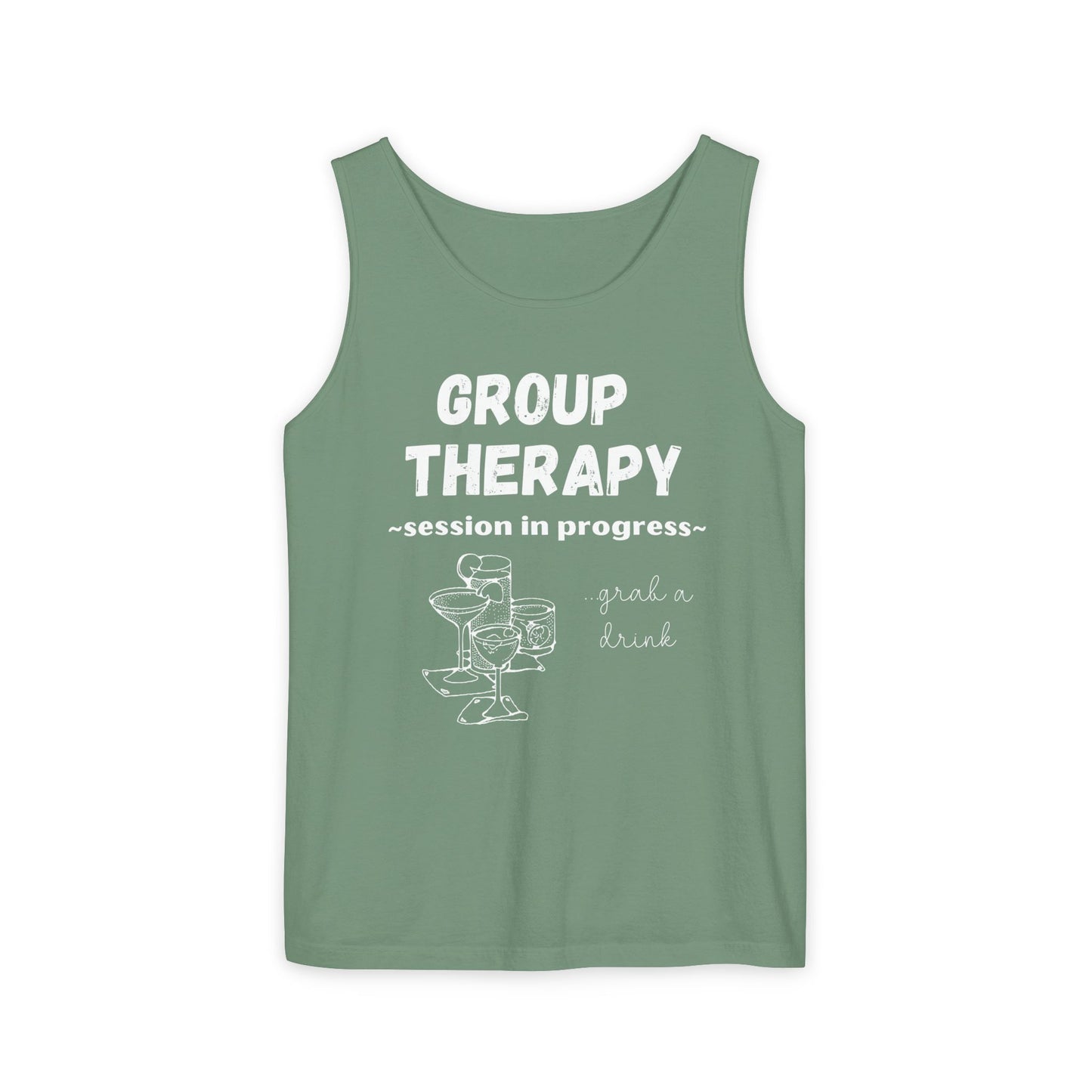 Tank Top Group Therapy Shirt Comfort Colors Day Drinking Camping Lake Summer Vibes