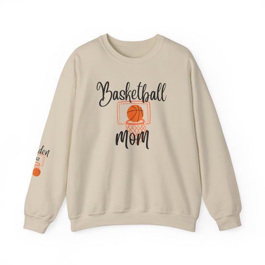 Custom Basketball Mom Shirt, Personalized Mom Basketball Sweatshirt, Mom Name on Sleeve Shirt Basketball Mom Gift