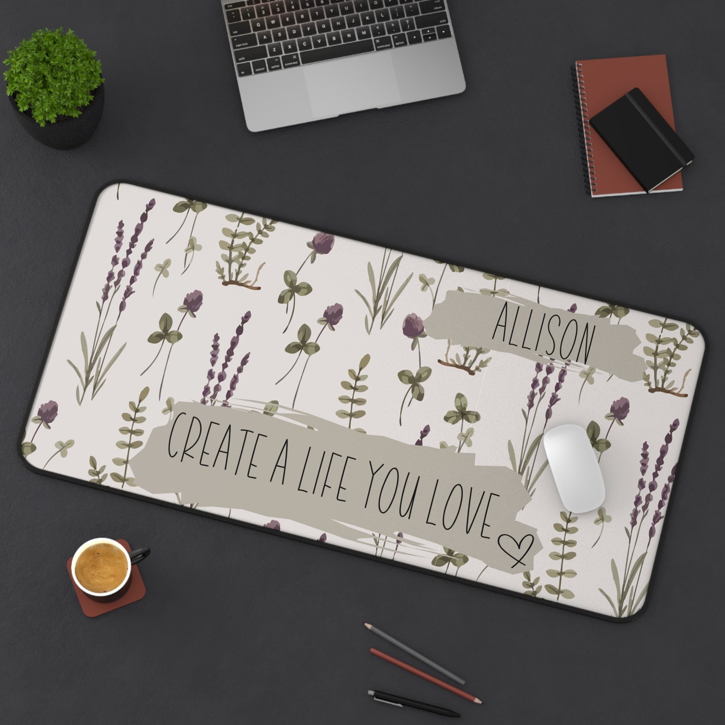 Personalized Floral Desk Pad, Custom Motivational Desk Accessories Home Office Desk Pad, Human Resources Gift for Boss, Co-Worker