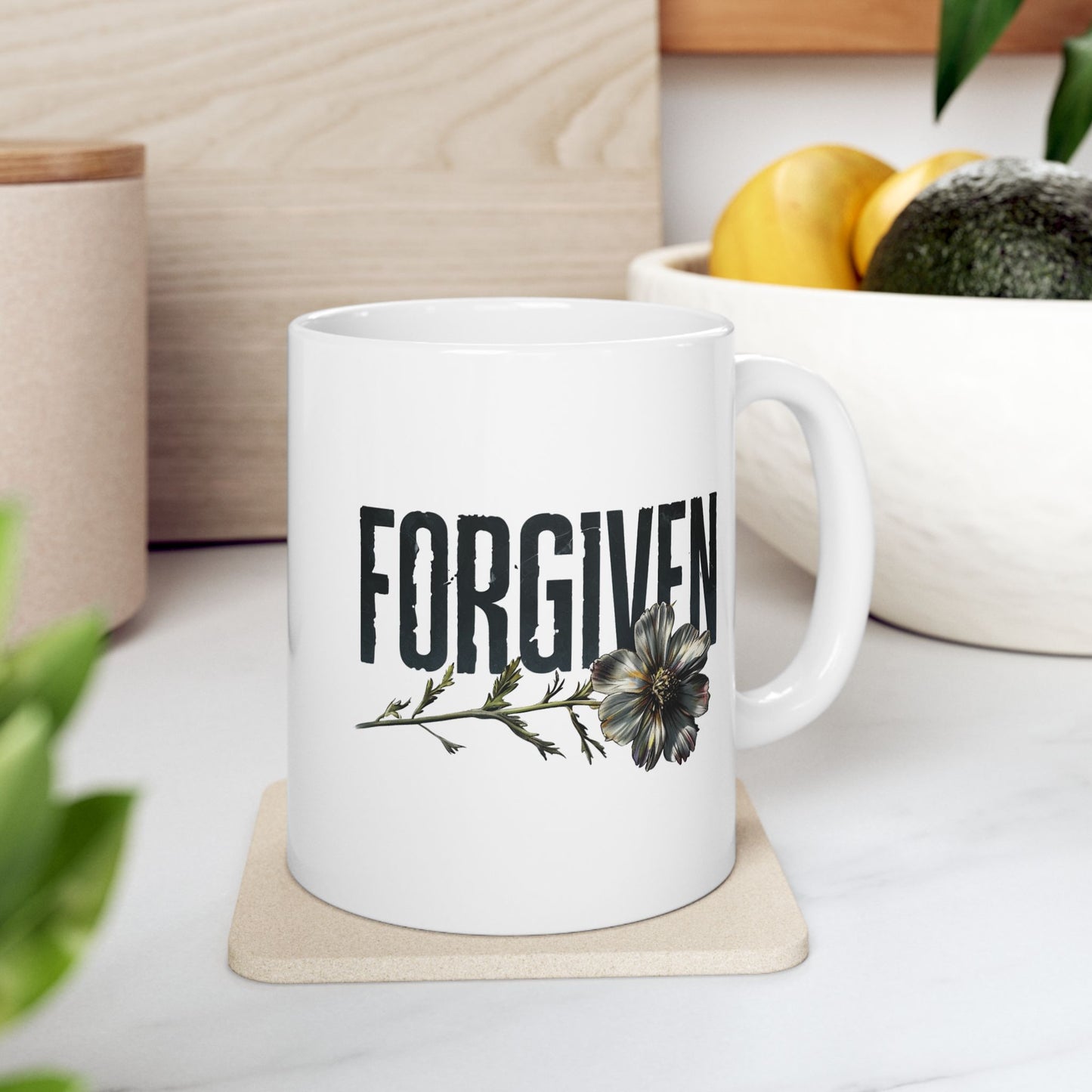 White Forgiven Wild Flower Mug