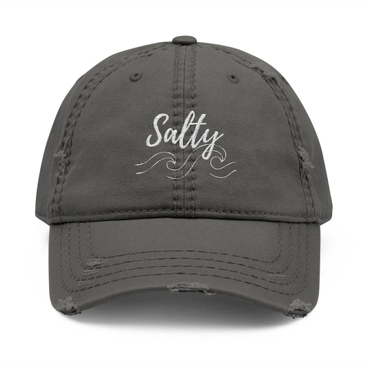 Salty Embroidered Hat, Vintage Coastal Beach Cap, Vacation Hat, Family Vacation Hat, Distressed Embroidery Cap Gifts for Women