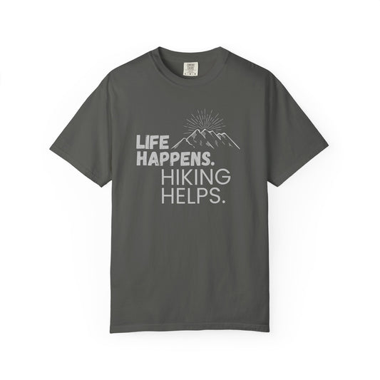 Life Happens Hiking Helps Shirt, Camping Shirt, Adventure Shirt, Mountains Shirt Gift for Hiker, Vacation Shirts, Hiking Life