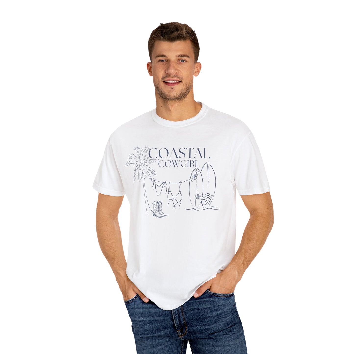White-Ivory Coastal Cowgirl Shirt, Comfort Colors Beach Shirt,