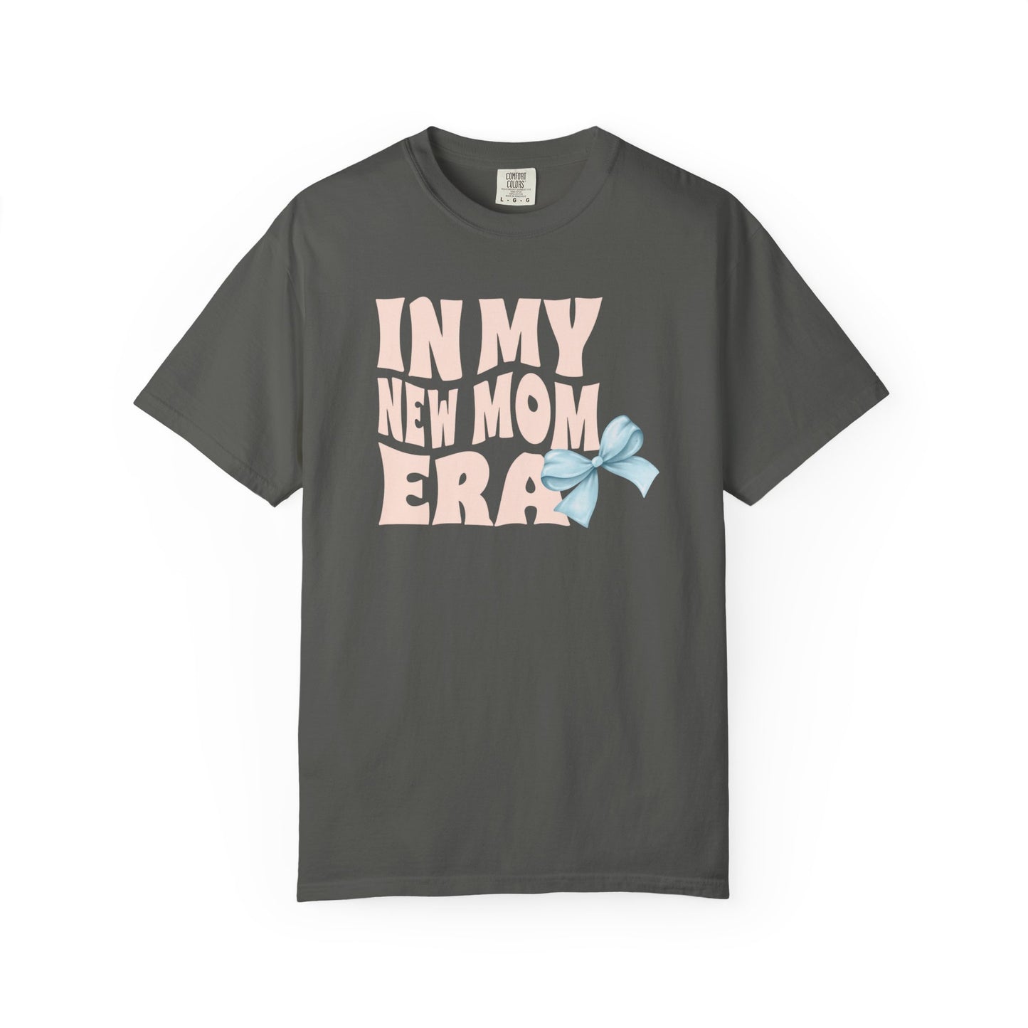 In My New Mom Era Shirt, New Mom Blue or Pink Coquette Bow Shirt, New Mama Shirt, First Time Mom Shirt, Baby Shower Gift for Mom