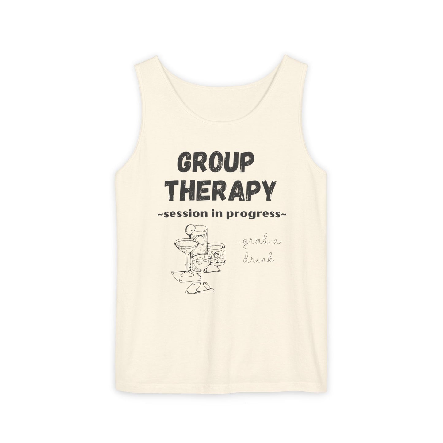 Tank Top Group Therapy Shirt Comfort Colors Day Drinking Camping Lake Summer Vibes