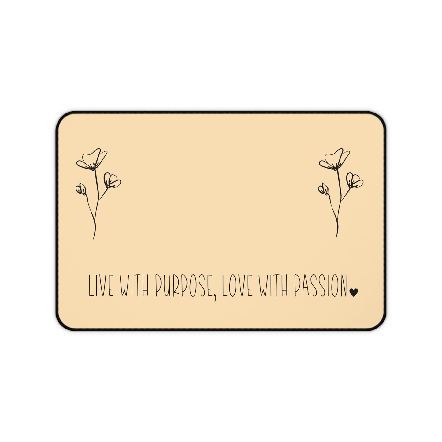 Yellow Live with Purpose Love with Passion Desk Pad Human Resources, Home Office Decor Gift for Co-Worker Inspirational Office Accessory