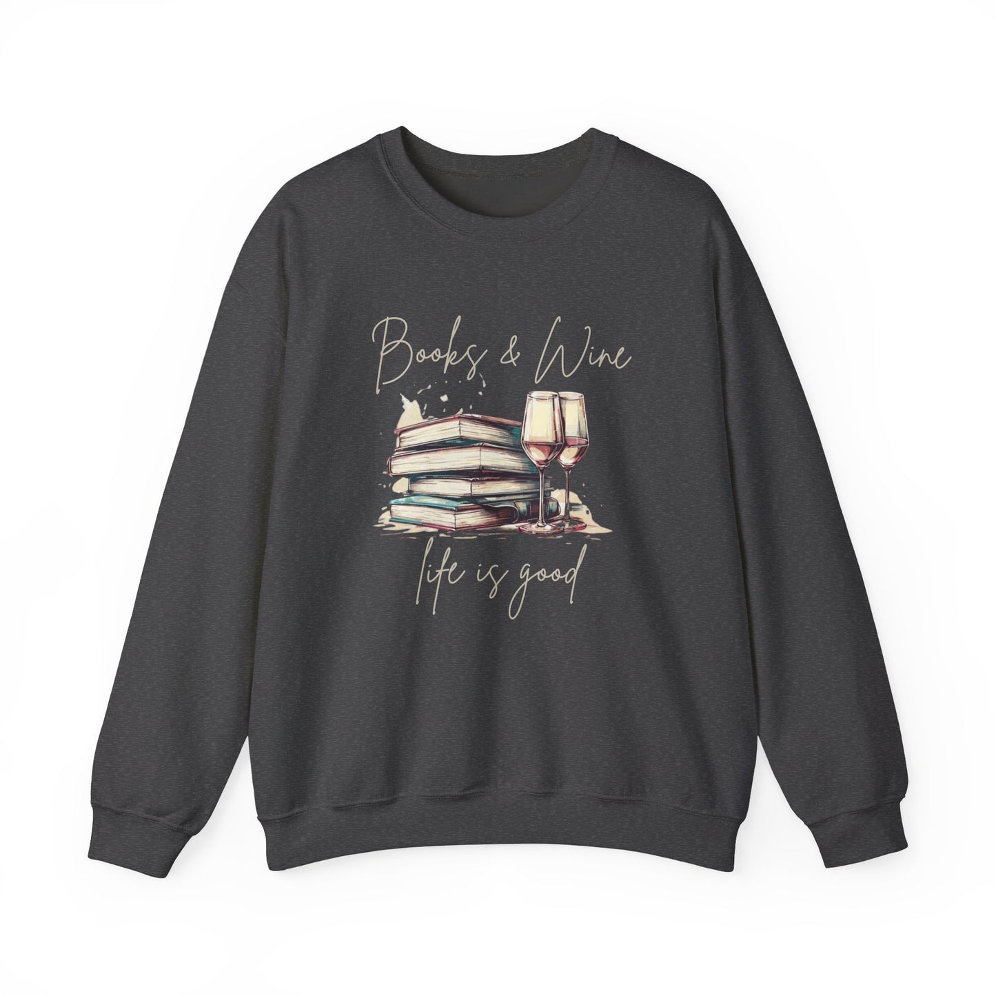 Books and Wine Life is Good Sweatshirt, Book Club Gifts, Book Lover Gift for Reader, Vintage Wine and Books Shirt, Gift for Friend