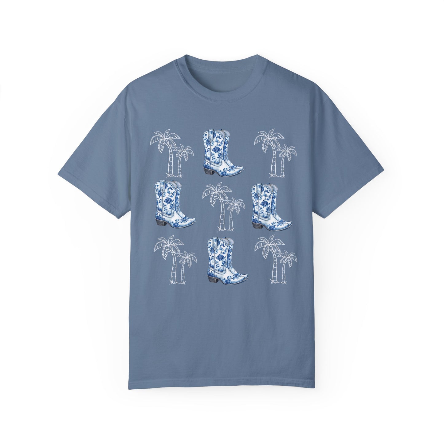 Coastal Cowgirl Comfort Colors Shirt, Chinoiserie Cowgirl Shirt, Palm Trees Beachy Cowgirl Shirt,