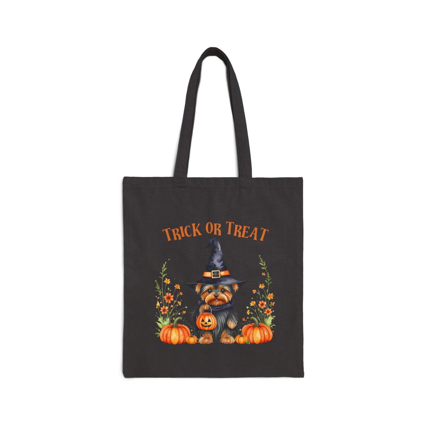 Trick or Treat Tote, Halloween Tote Bag, Pumpkin Tote, Yorkshire Terrier Tote, Halloween Tote,  Cute Dog Tote Bag, Trick or Treat Tote Bag