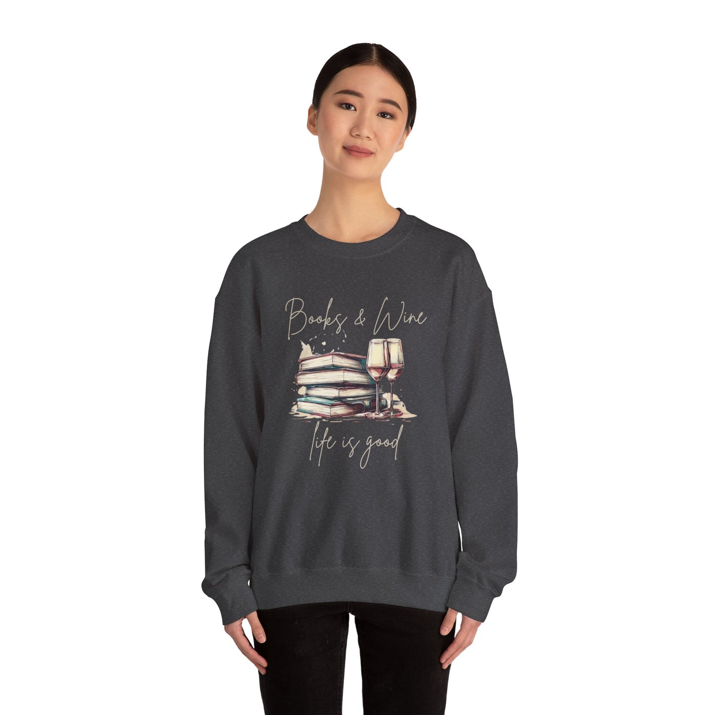 Books and Wine Life is Good Sweatshirt, Book Club Gifts, Book Lover Gift for Reader, Vintage Wine and Books Shirt, Gift for Friend