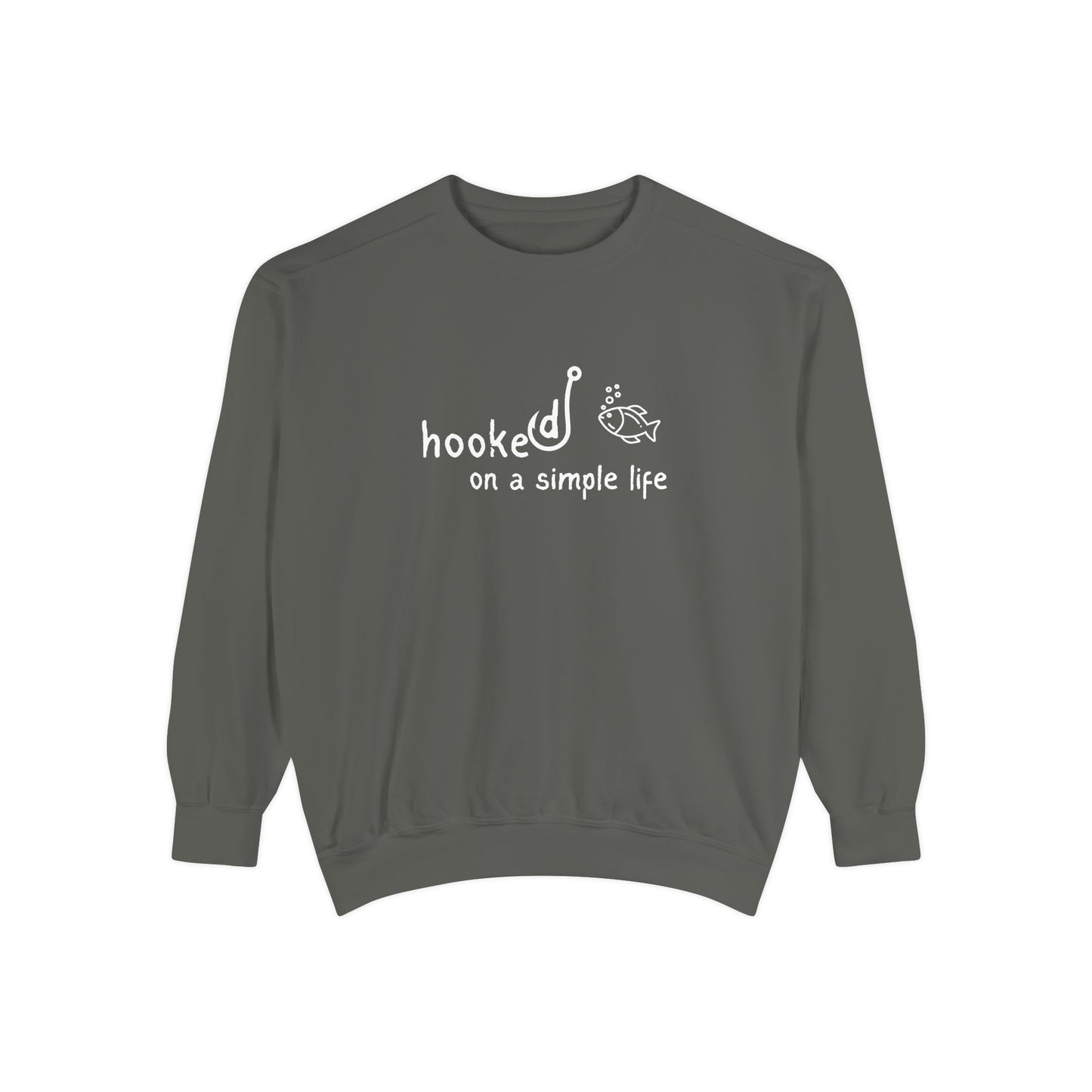 Comfort Colors Hooked on a Simple Life Sweatshirt, Fisherman Aesthetic Shirt, Cute Fish Shirt Coastal Tee