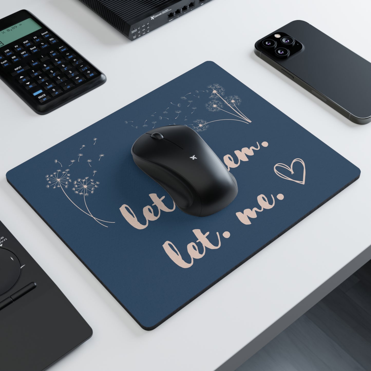 soft navy Let Them Let Me Mouse Pad Inspirational Gift Human Resource Positive Mindset Mouse Pad Home Office Gift for Co-worker