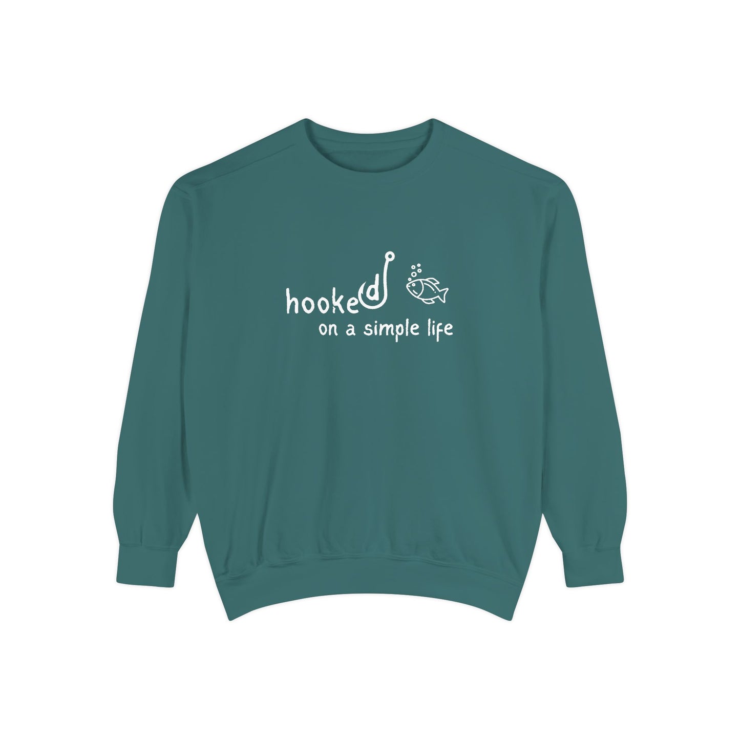 Comfort Colors Hooked on a Simple Life Sweatshirt, Fisherman Aesthetic Shirt, Cute Fish Shirt Coastal Tee