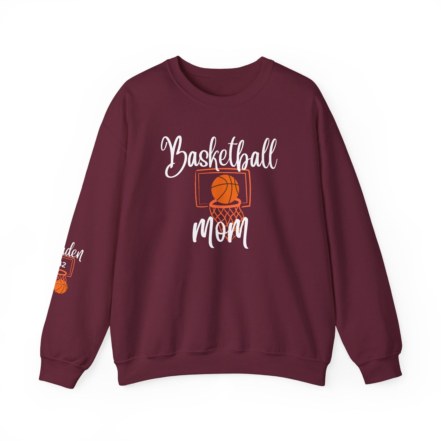 Custom Basketball Mom Shirt, Personalized Mom Basketball Sweatshirt, Mom Name on Sleeve Shirt Basketball Mom Gift