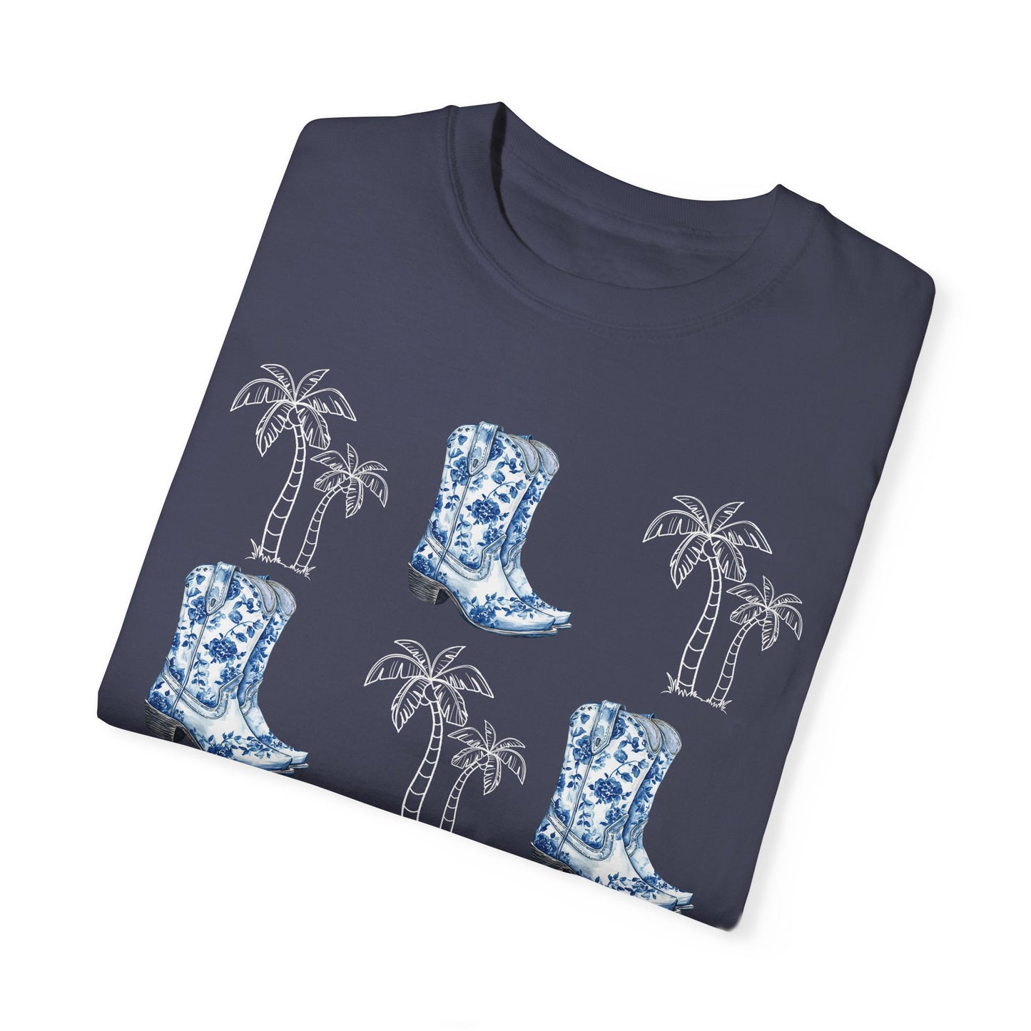 Coastal Cowgirl Comfort Colors Shirt, Chinoiserie Cowgirl Shirt, Palm Trees Beachy Cowgirl Shirt,