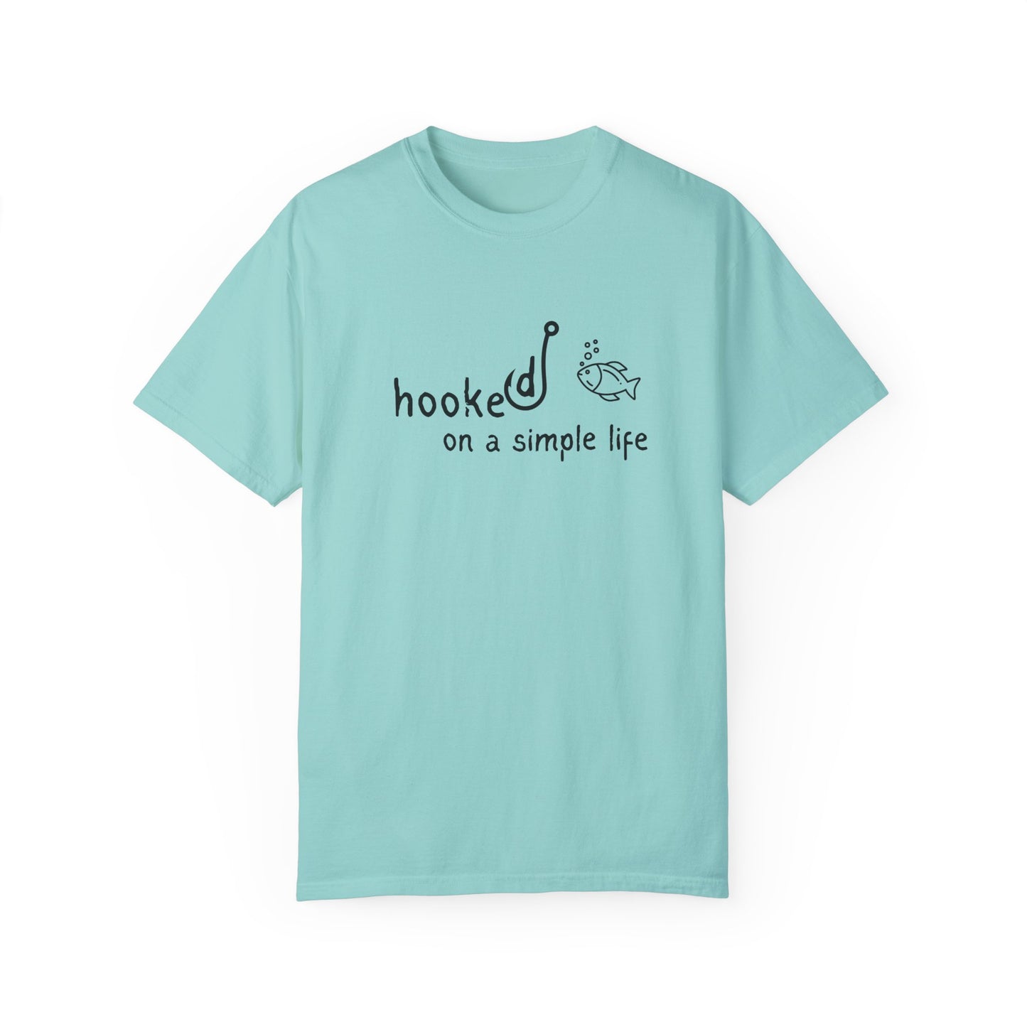 Comfort Colors Hooked on a Simple Life Shirt, Fisherman Aesthetic Tshirt, Cute Fish Shirt Coastal Tee