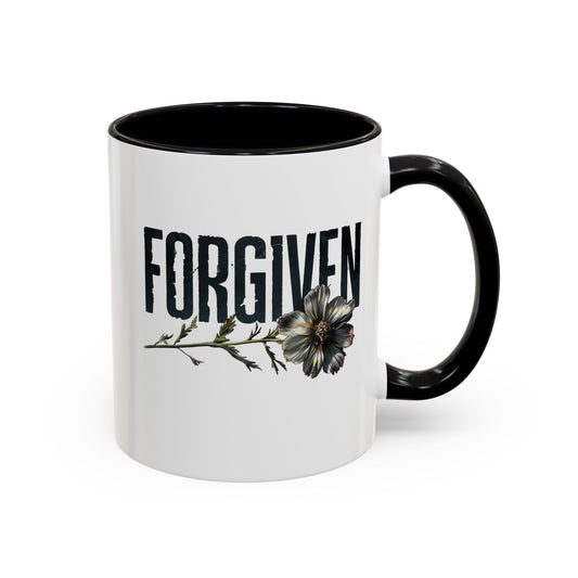 Forgiven Wild Flower Mug, Botanical Dark Floral Forgiveness Mug, Christian Vintage Floral Mug, Gift for Christian Women Bible Study Mug